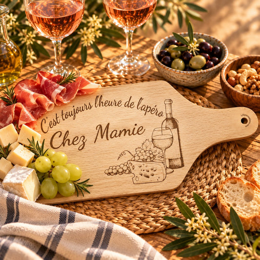 Planche apéro Chez Mamie avec charcuterie, fromage et rosé