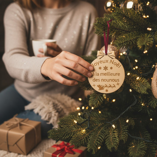 Boule de Noël Nounou en bois
