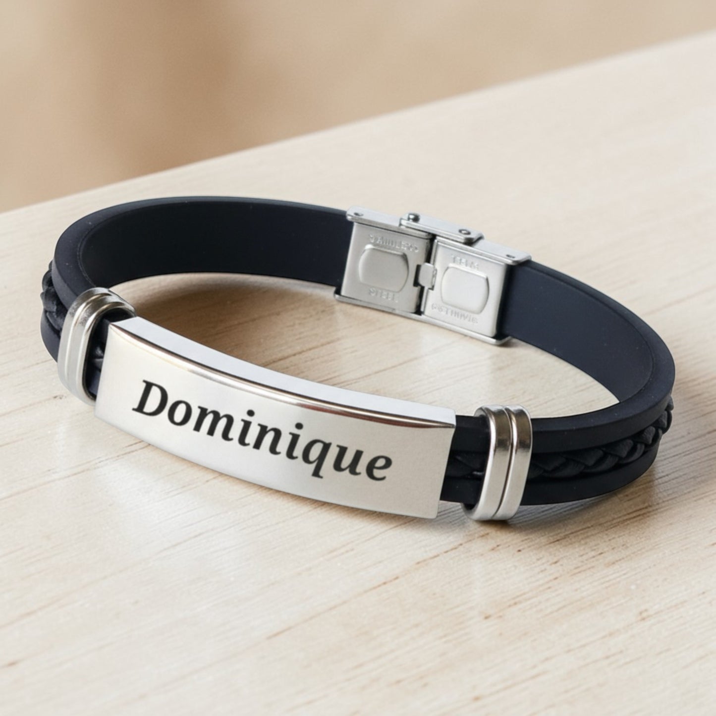 Bracelet homme personnalisé gravé acier