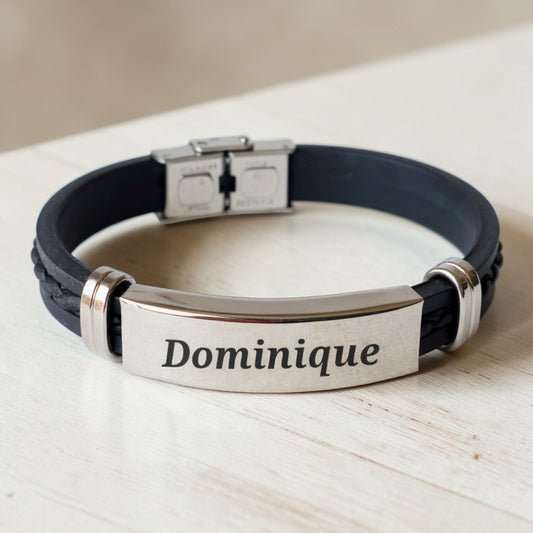 Bracelet homme personnalisé gravé acier