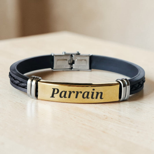 Bracelet homme personnalisé doré gravé