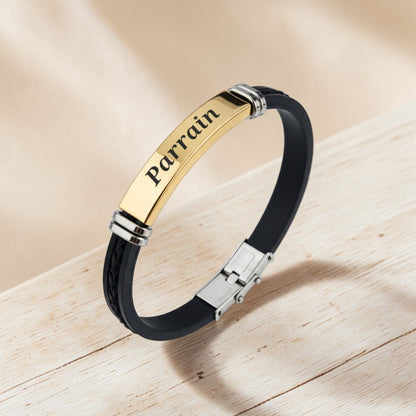 Bracelet homme personnalisé doré gravé
