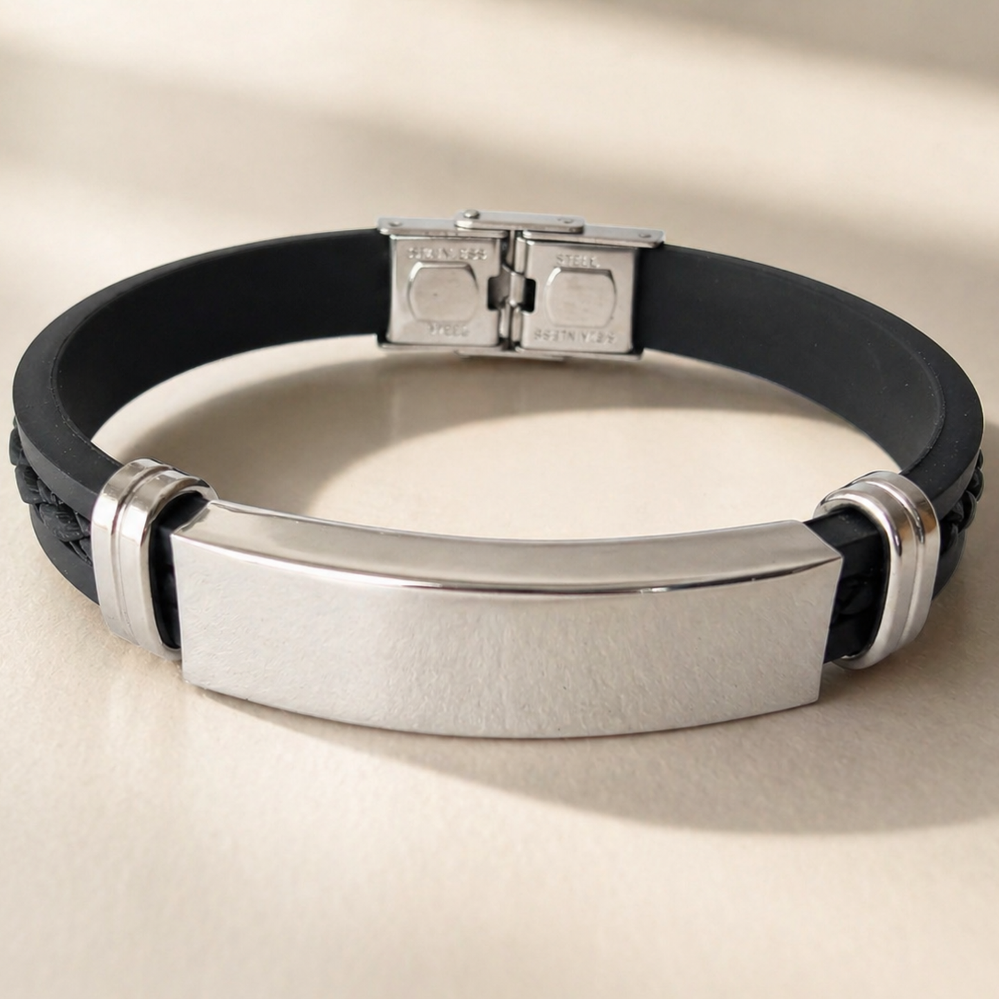 Bracelet homme personnalisé gravé acier