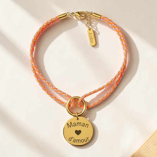 Bracelet personnalisé gravé – Médaille dorée