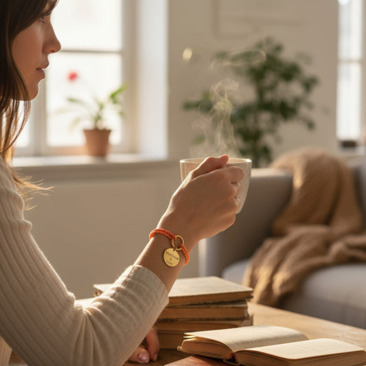 Bracelet personnalisé avec médaille dorée – Cordon tressé coloré à graver
