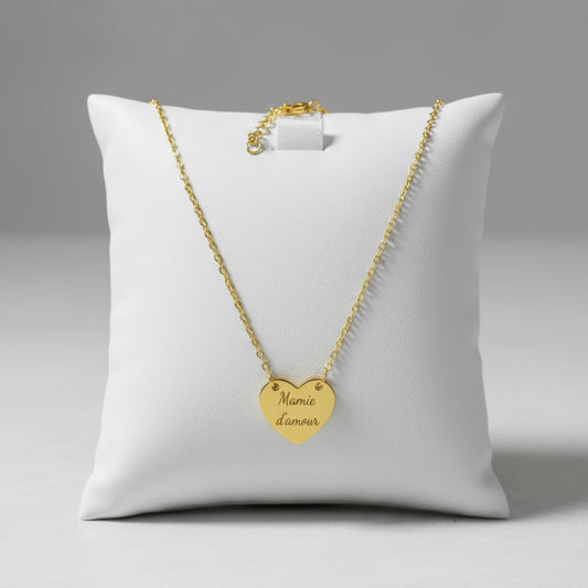 Collier pendentif coeur "Mamie d'amour"