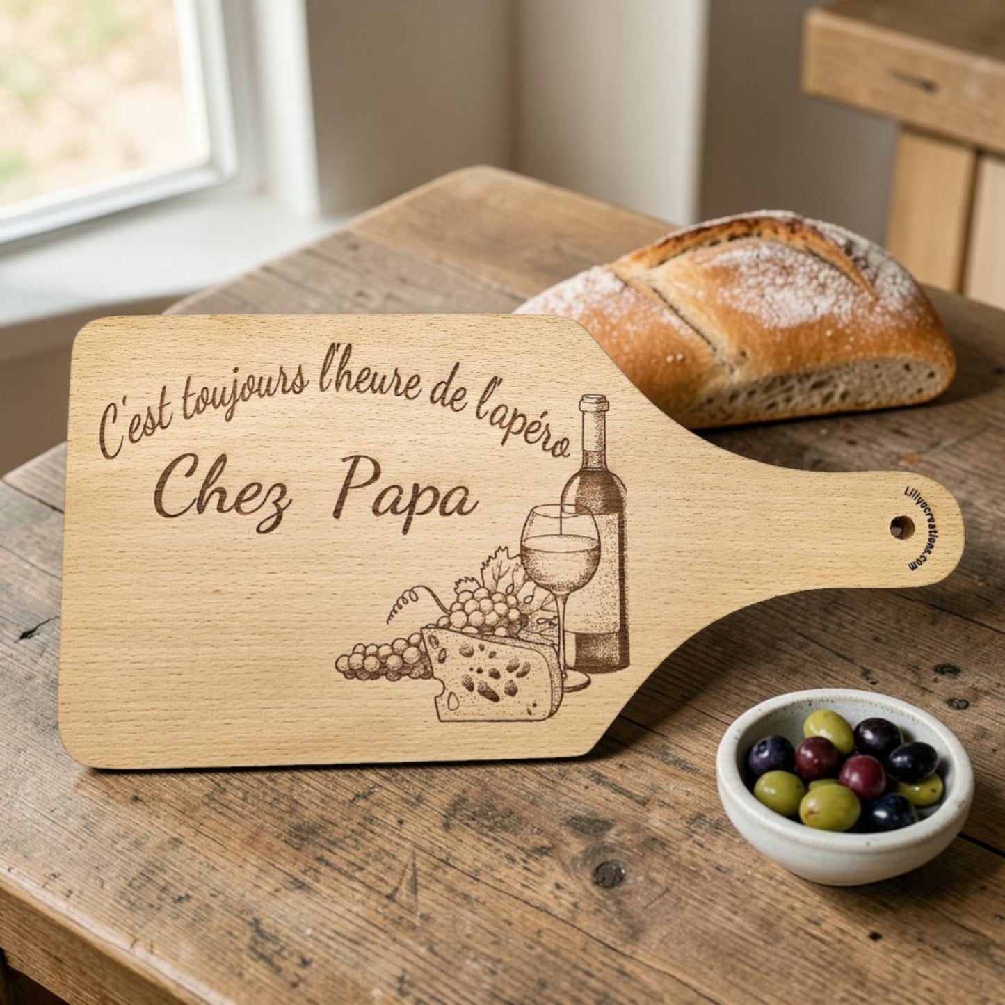 Planche apéro Papa personnalisée en bois