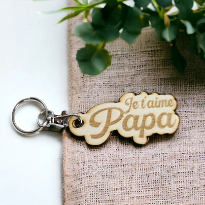 Porte-clé en bois personnalisé avec un message pour Papa – idée cadeau touchante et pratique pour la fête des pères ou toute occasion