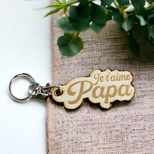 Porte-clé en bois personnalisé avec un message pour Papa – idée cadeau touchante et pratique pour la fête des pères ou toute occasion