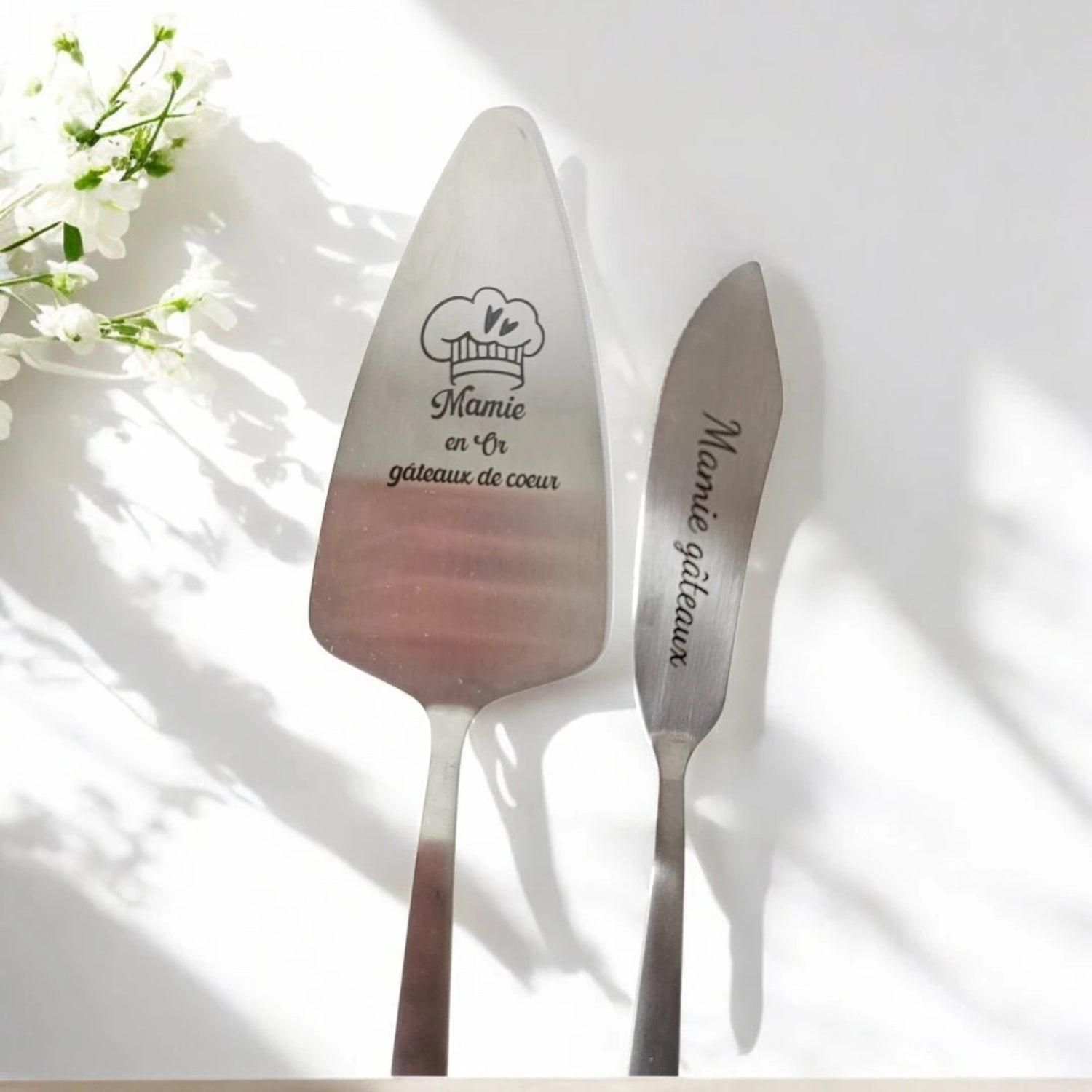 Ensemble pelle à tarte & couteau couvert à gâteau