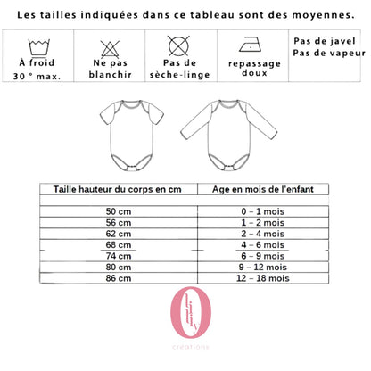Guide des tailles du body bébé et conseils d'entretien