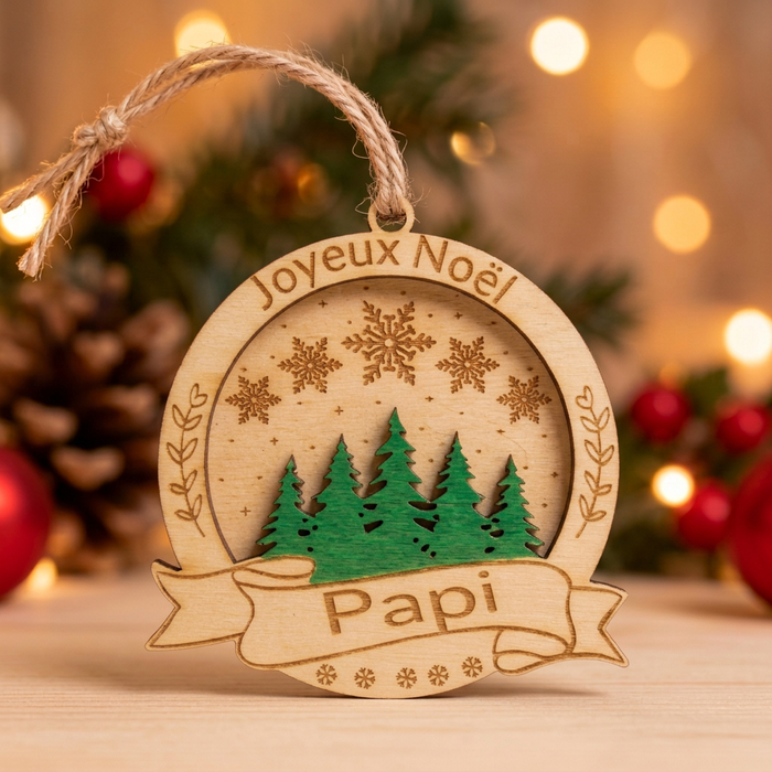 Boule de Noël Papi en bois