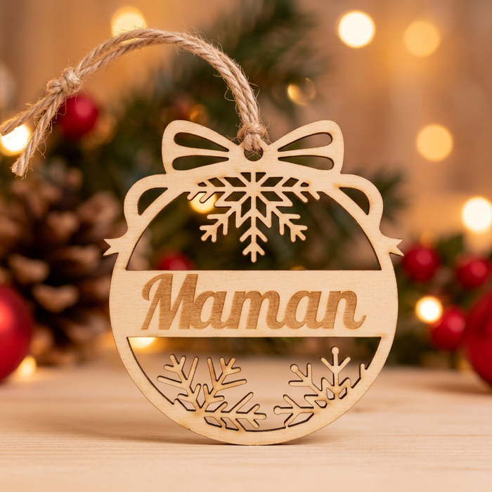 Boule de Noël Maman en bois