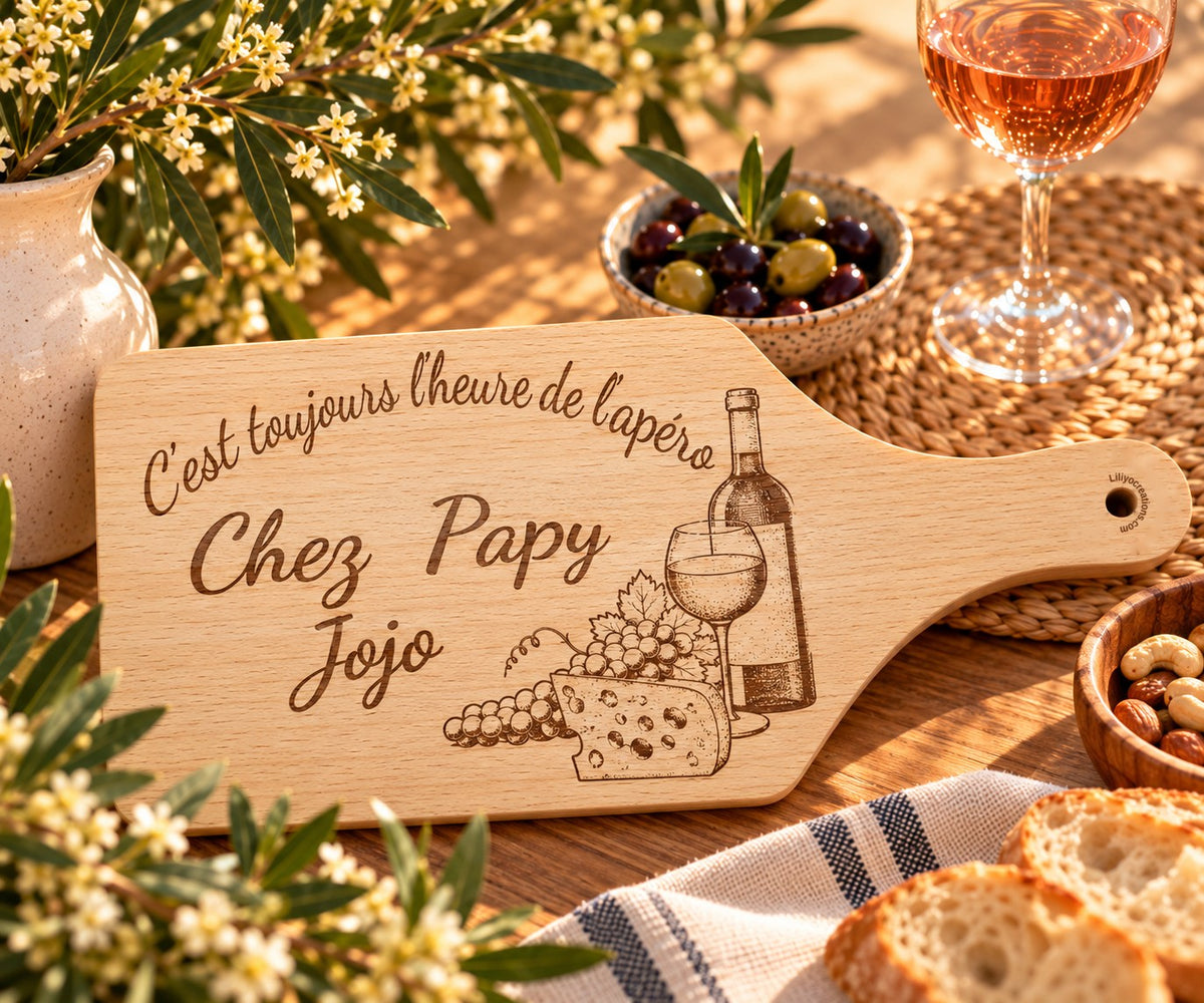 Planche apéro Chez Papy personnalisée avec le prénom Jojo