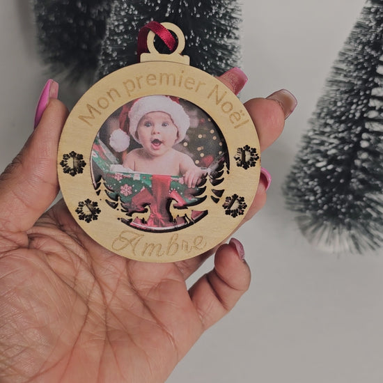 Boule de Noël personnalisée avec photo – Mon premier Noël bébé